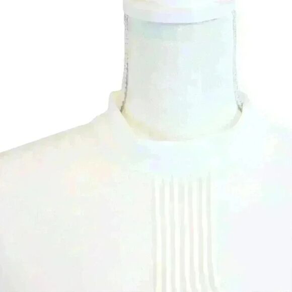 DKNY Cream White Blouse High-Neck Cap-Sleeve Side-Zip Front Pleats Size XS - Picture 2 of 10